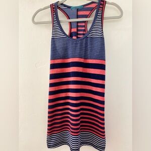 ❤️Julie’s Closet Color Block Striped Blue & Red Razor back Sleeveless Tank Top